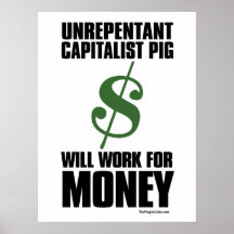 Cerdo capitalista - Rótulo en dólares: Poster de p