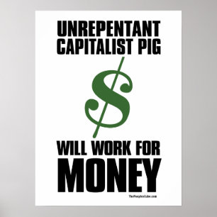 Póster Cerdo capitalista - Rótulo en dólares: Poster de p