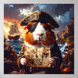 Póster Cerdo de Guinea Pirata