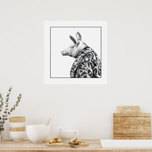 Póster Cerdo en Abrigo de Pieles Jaguar (Nieve)