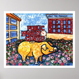 Póster Cerdo en el centro de mercado