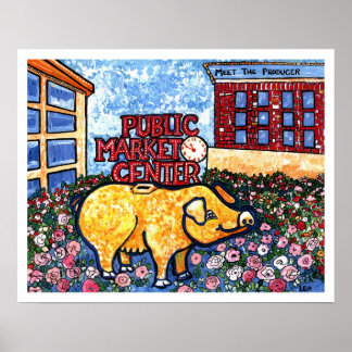 Póster Cerdo en el centro de mercado