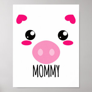 Póster Cerdo Face Kawaii Disfraz De Halloween Para Mami G