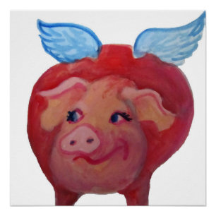Póster cerdo gordo del vuelo