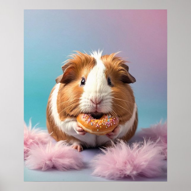 Póster Cerdo guineano con gradiente Donut Pastel (Frente)