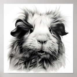 Póster Cerdo monocromo de Guinea