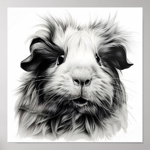 Póster Cerdo monocromo de Guinea