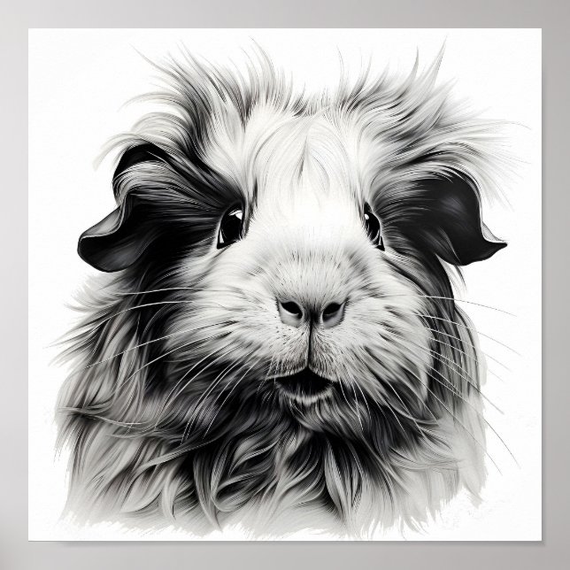 Póster Cerdo monocromo de Guinea (Frente)