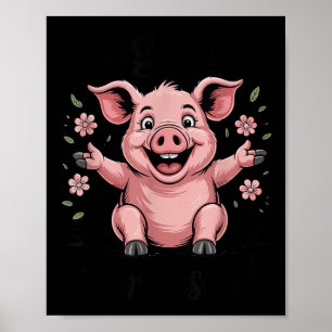 Póster Cerdo Rosa Divertido Loco Por Jesús Meme Lindo Cri