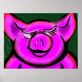 Póster Cerdo rosa feliz