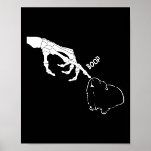 Póster Cerdo Scary Skeleton Hand Boop gracioso Halloween