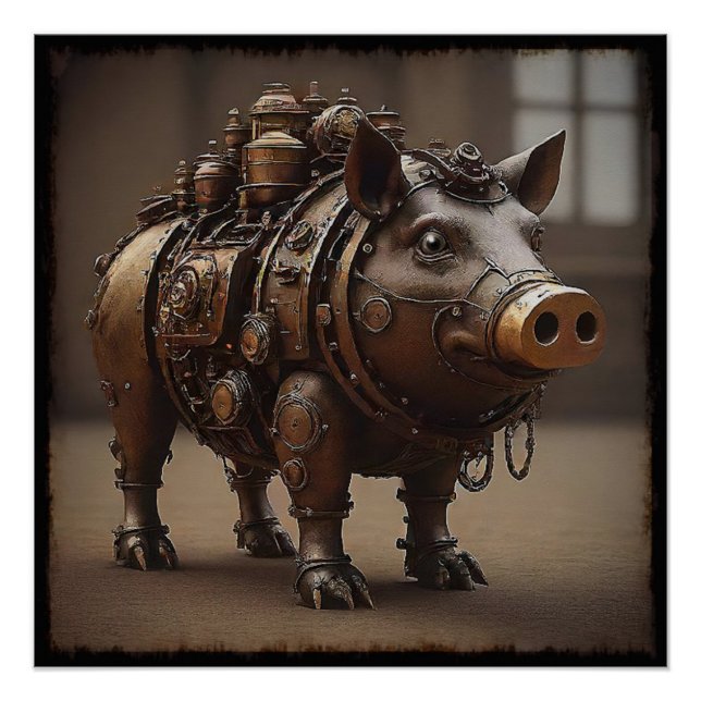 Póster Cerdo Steampunk I (Anverso)