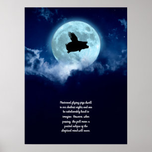 Póster Cerdo volador Nocturno