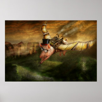 Póster Cerdo Volador - Steampunk - El cerdo volador