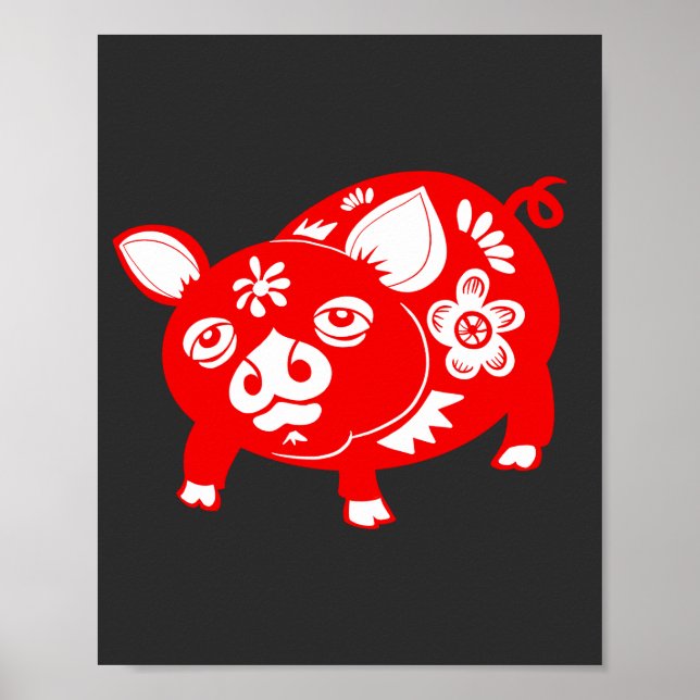 Póster Cerdo zodiaco chino (Frente)