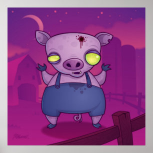 Póster Cerdo zombie