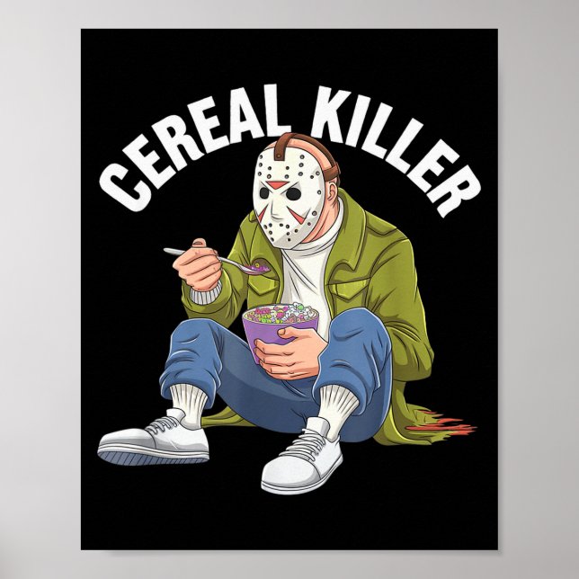 Póster Cereal Killer Funny Halloween Horror Movie Masked  (Frente)