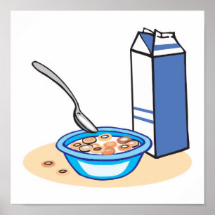 Póster cereales y leche