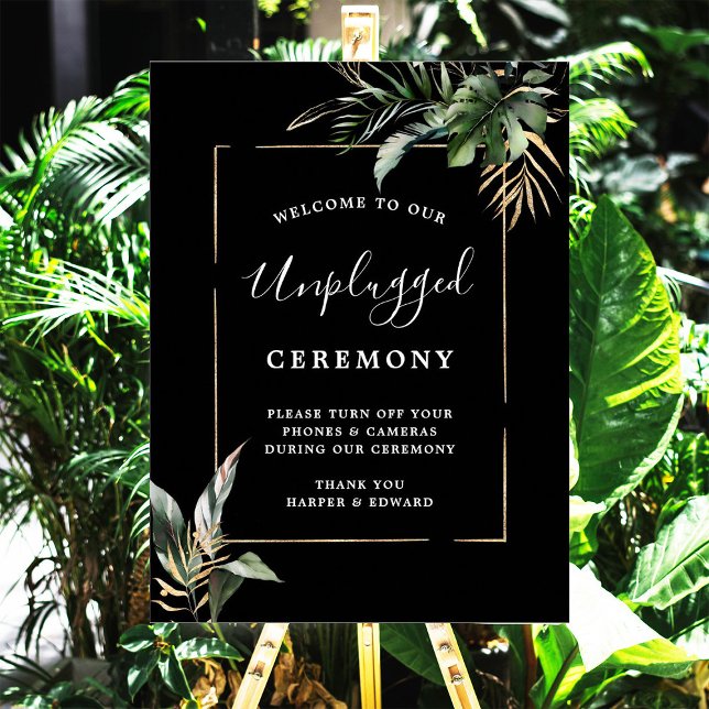 Póster Ceremonia Boda de follaje tropical salvaje desench (Subido por el creador)