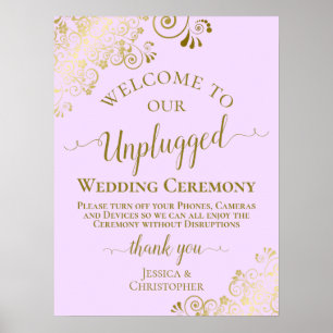 Póster Ceremonia Boda Lilac Purple & Gold sin conexión