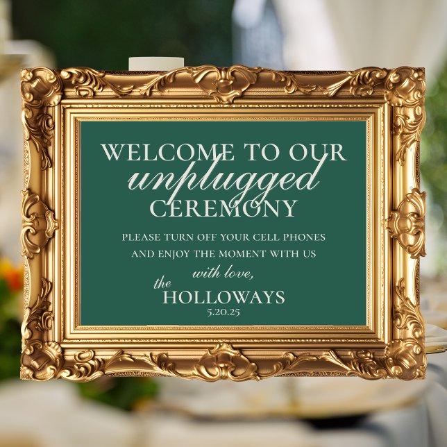 Póster Ceremonia Boda minimalista Sage Green desconectada (Modern Elegant Sage Green Wedding Suite Theme with options to personalize for your special day.)