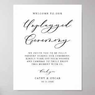 Póster Ceremonia Boda sin conexión de caligrafía negra