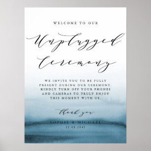 Póster Ceremonia Boda sin conexión de color azul azul nar