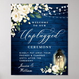 Póster Ceremonia Boda sin enchufe de Linterna de rosas bl