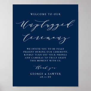 Póster Ceremonia de Boda azul sin conexión de escritura m