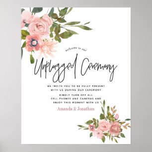Póster Ceremonia de boda de acuarela floral sin dispositi