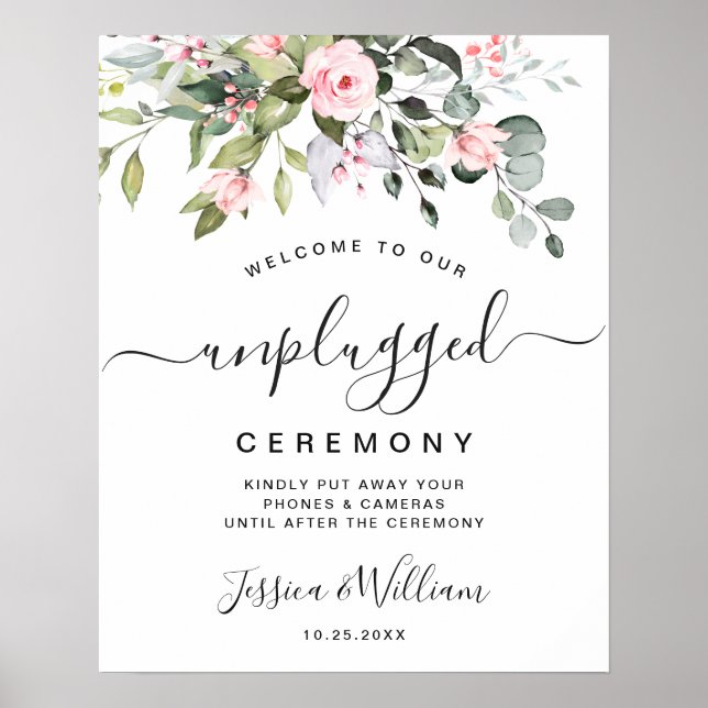 Póster Ceremonia de Boda Desconectada de Eucalipto Elegan (Frente)