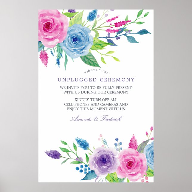 Póster Ceremonia de Boda Floral de mezcla ultrvioleta sin (Frente)