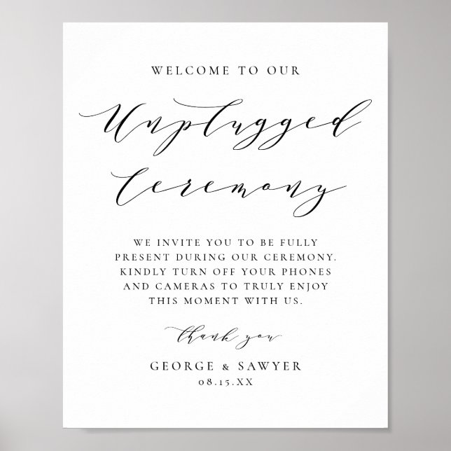 Póster Ceremonia de Boda sin conexión de escritura Minima (Frente)
