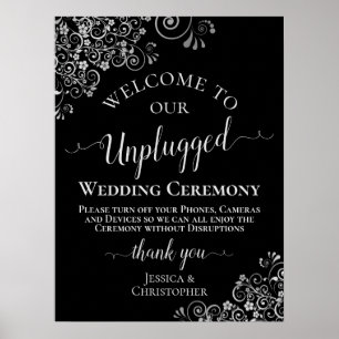 Póster Ceremonia de Bodas sin conexión de estilo negro y