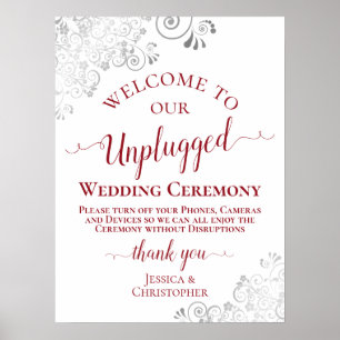 Póster Ceremonia de Bodas sin conexión de texto rojo chil