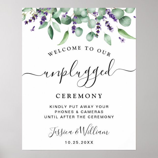 Póster Ceremonia de Bodas sin conexión Eucalyptus Lavende (Frente)