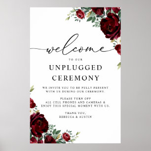 Póster Ceremonia de desconexión de Boda floral roja rusa