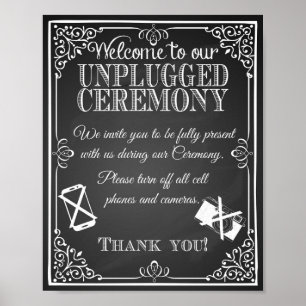 Póster ceremonia de desconexión de pizarra de señas bodas
