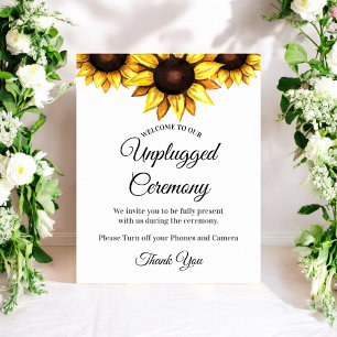Póster Ceremonia de girasol sin plumar Boda Amarillo blan