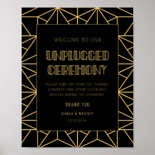 Póster Ceremonia del boda desenchufado del Art Deco de lo
