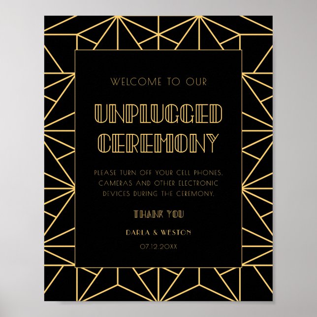 Póster Ceremonia del boda desenchufado del Art Deco de lo (Frente)