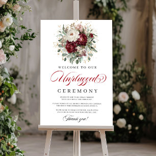 Póster Ceremonia Desconectada Rosa Burgundy Elegante