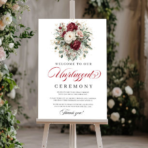 Póster Ceremonia Desconectada Rosa Floral Chic Burgundy
