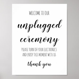 Póster Ceremonia desconectada Rótulo simple de Boda manus