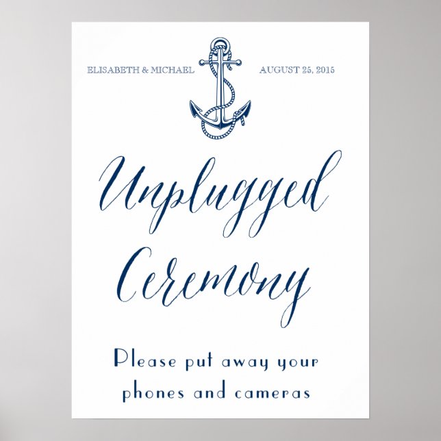 Póster Ceremonia desconectada, signo de Boda náutico (Frente)