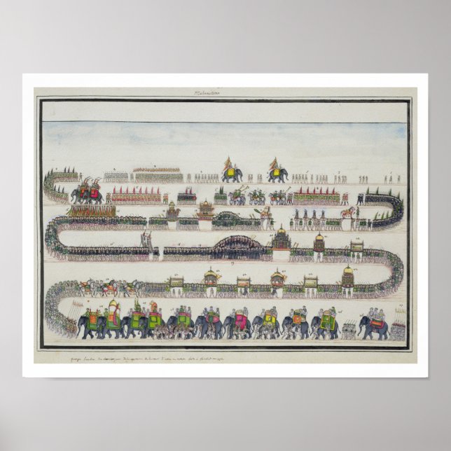 Póster Ceremonia Muharram, Faizabad, 1772 de 'The Gentil' (Frente)