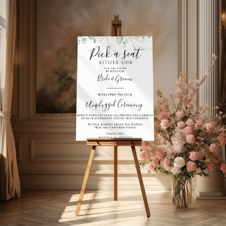 Póster Ceremonia sin conexión de Boda con verde dorado