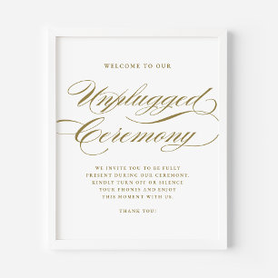 Póster Ceremonia sin conexión de caligrafía formal de oro