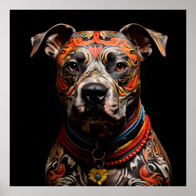 Póster Ceremonial Staffordshire Bull Terrier Warrior (Frente)