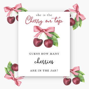 Póster Cereza Cuántos están en el frasco de la ducha bebé